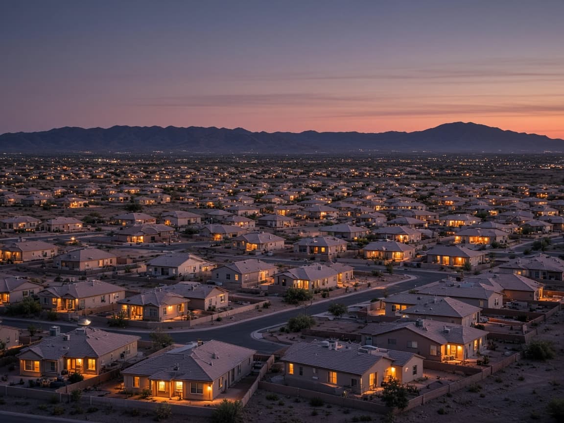 Dusk lights across Providence Las Vegas homes used for market snapshot