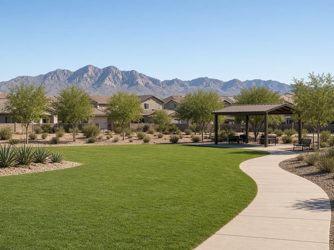 Walking path and ramada at a Providence Las Vegas community park